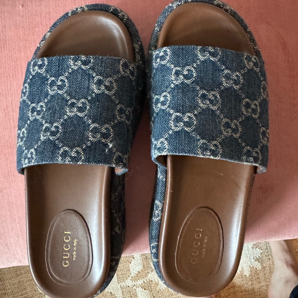Gucci Blue and Brown Sandals - Picture 6 of 14